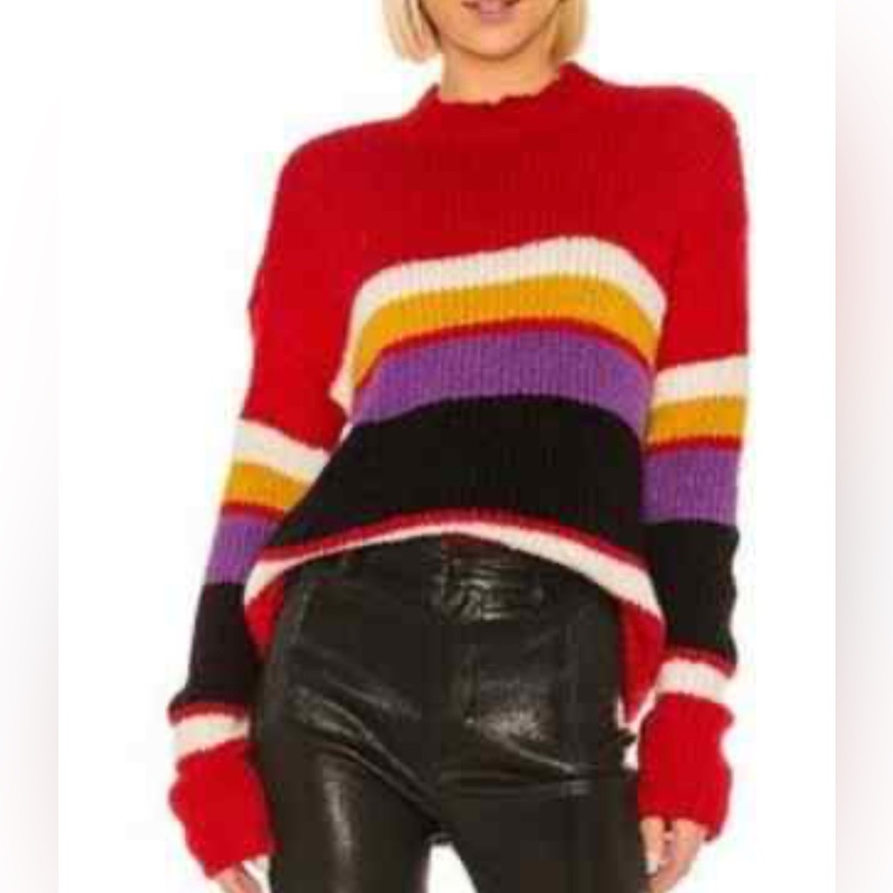 Sanctuary Red Multicolor Striped Sweater